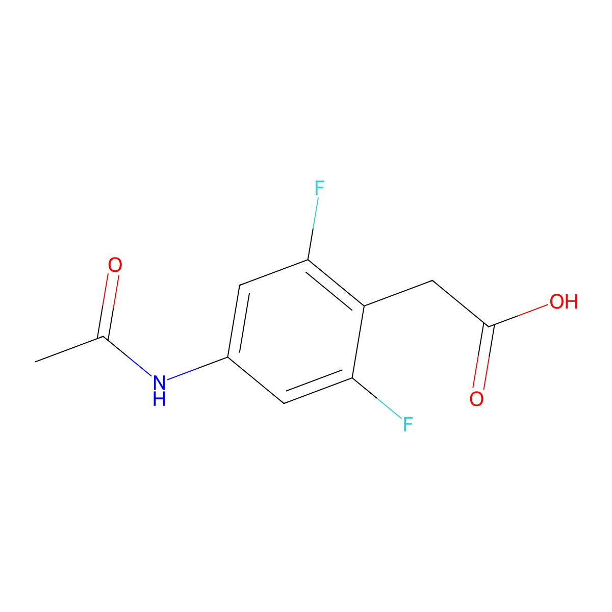 2-(4-Acetamido-2,6-difluorophenyl)acetic acid molecular structure, CAS 2757901-16-7