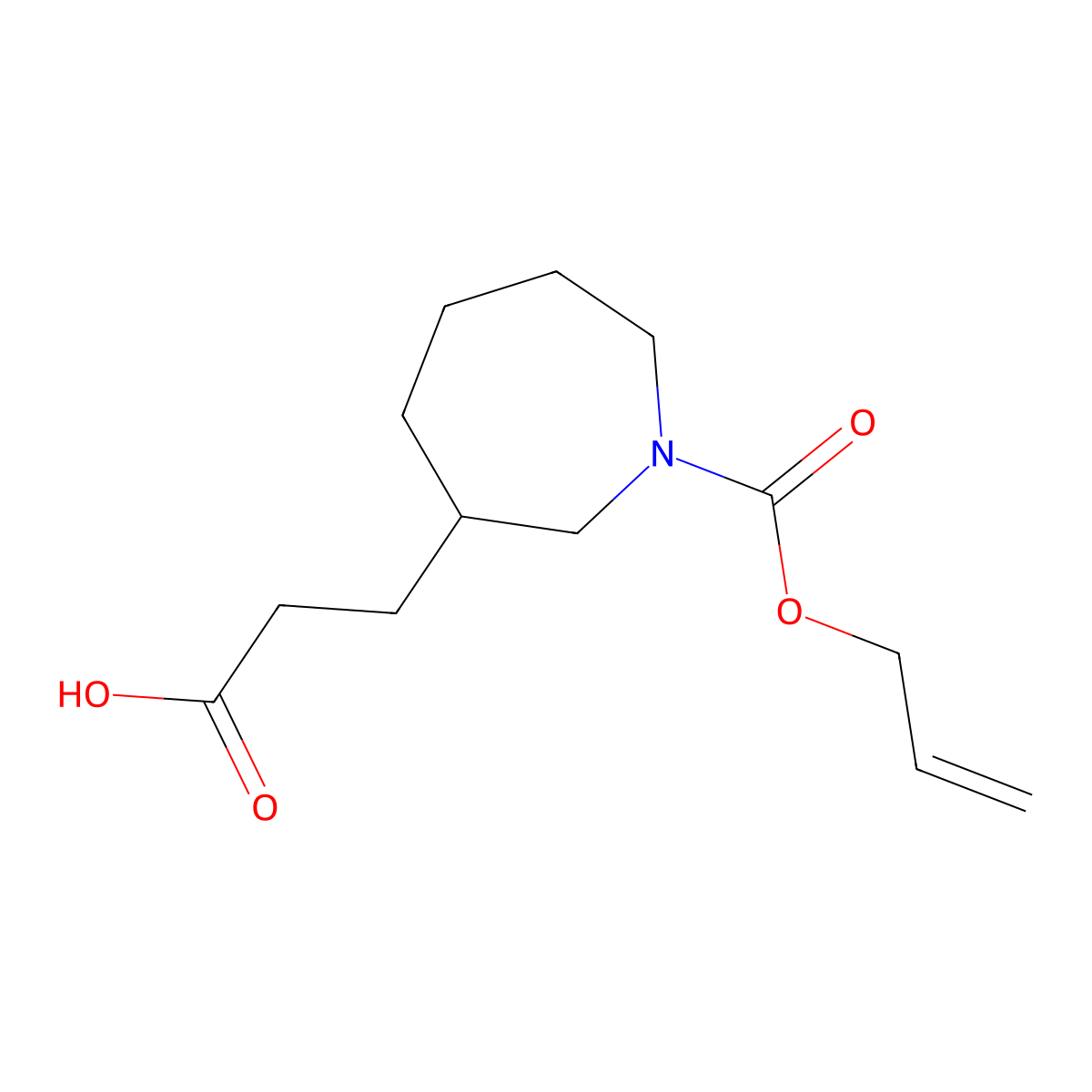 3-{1-[(Prop-2-en-1-yloxy)carbonyl]azepan-3-yl}propanoic acid molecular structure, CAS 2757901-17-8