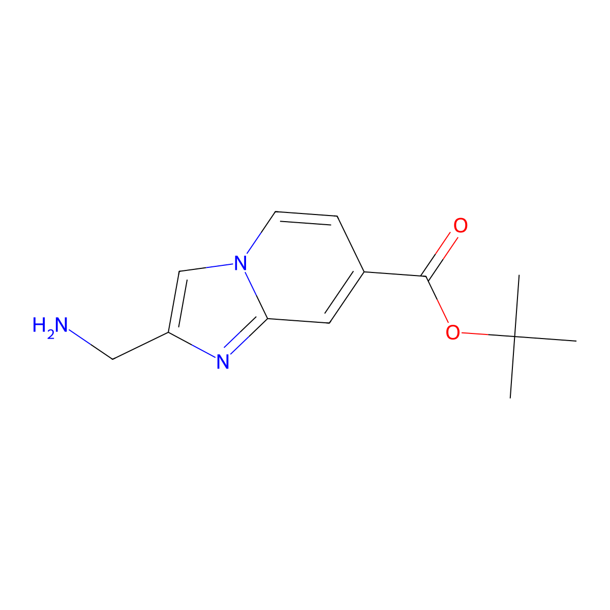 Tert-butyl 2-(aminomethyl)imidazo[1,2-a]pyridine-7-carboxylate molecular structure, CAS 2757901-22-5