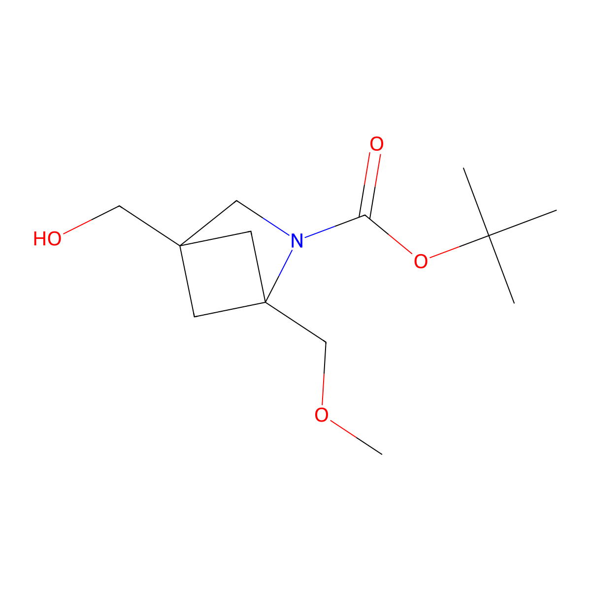 Tert-butyl 4-(hydroxymethyl)-1-(methoxymethyl)-2-azabicyclo[2.1.1]hexane-2-carboxylate molecular structure, CAS 2757901-23-6