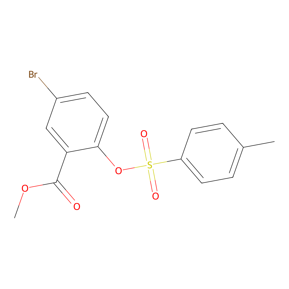 Methyl 5-bromo-2-[(4-methylbenzenesulfonyl)oxy]benzoate molecular structure, CAS 2757901-24-7