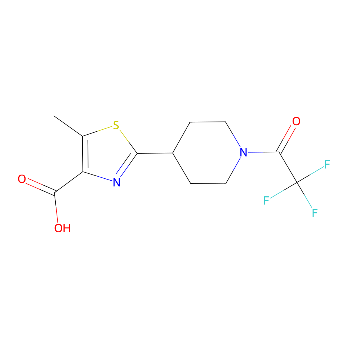 5-Methyl-2-[1-(2,2,2-trifluoroacetyl)piperidin-4-yl]-1,3-thiazole-4-carboxylic acid molecular structure, CAS 2757901-31-6
