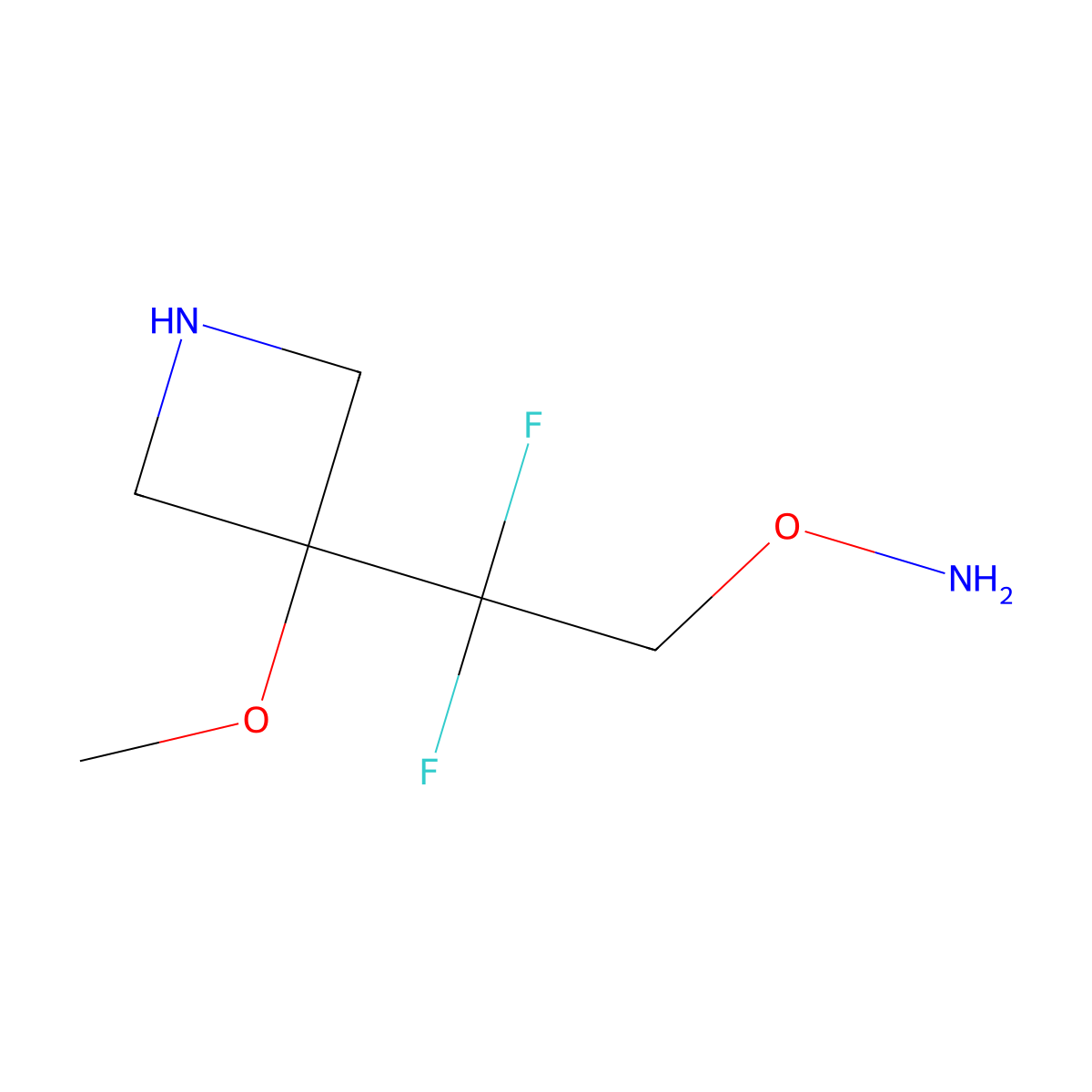 O-[2,2-difluoro-2-(3-methoxyazetidin-3-yl)ethyl]hydroxylamine molecular structure, CAS 2757901-35-0