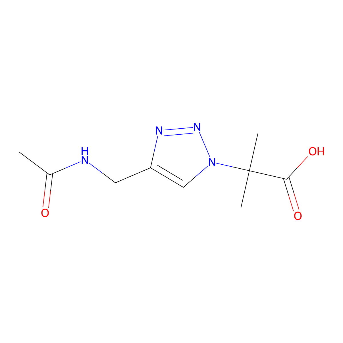 2-[4-(acetamidomethyl)-1H-1,2,3-triazol-1-yl]-2-methylpropanoic acid molecular structure, CAS 2757901-43-0