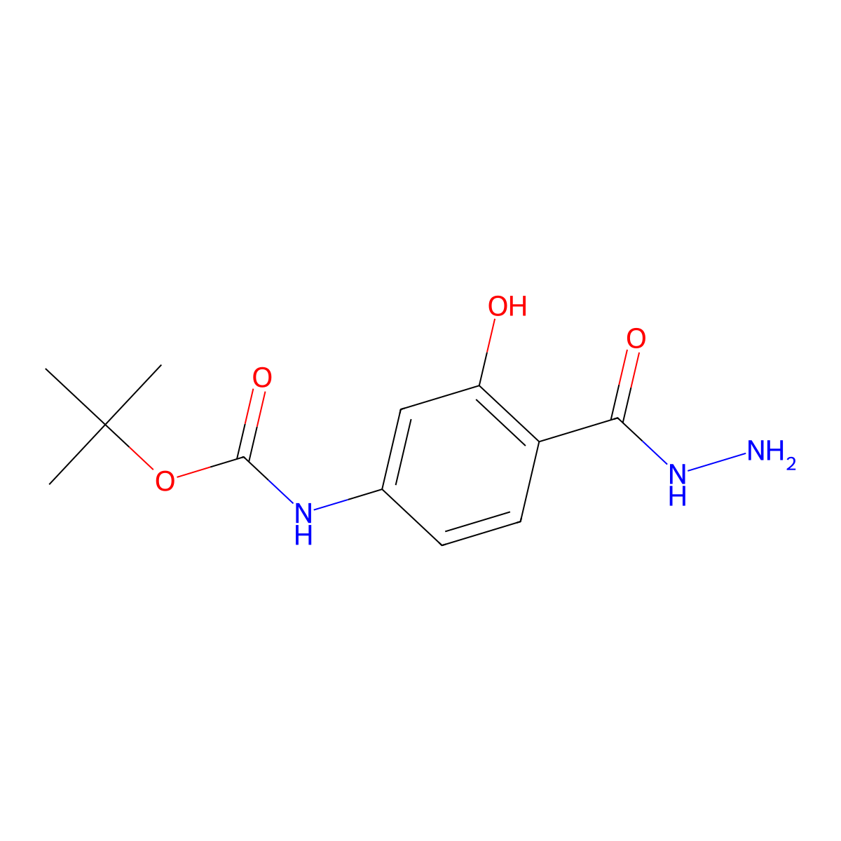 tert-butyl N-[4-(hydrazinecarbonyl)-3-hydroxyphenyl]carbamate molecular structure, CAS 2757901-47-4