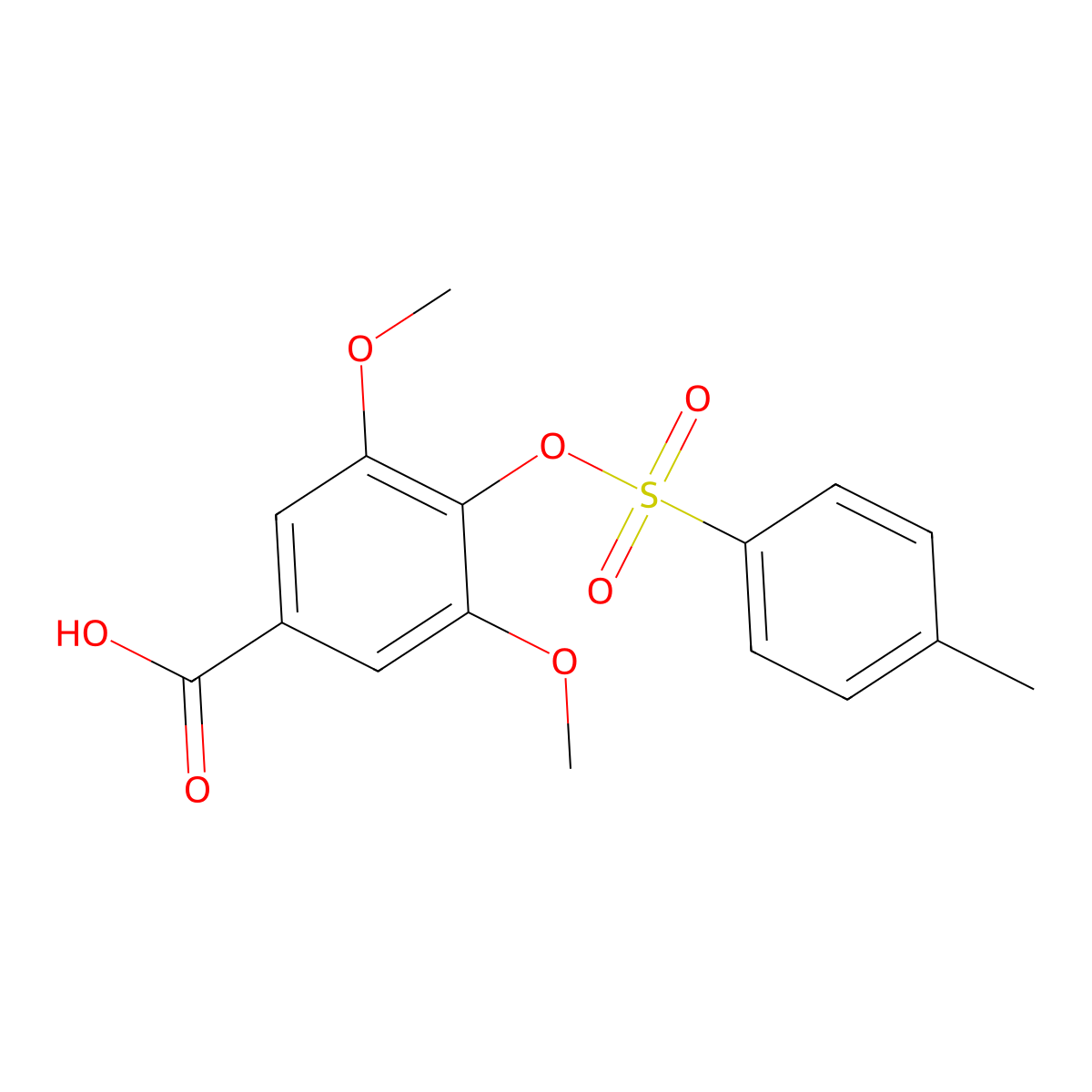 3,5-Dimethoxy-4-[(4-methylbenzenesulfonyl)oxy]benzoic acid molecular structure, CAS 2757901-52-1