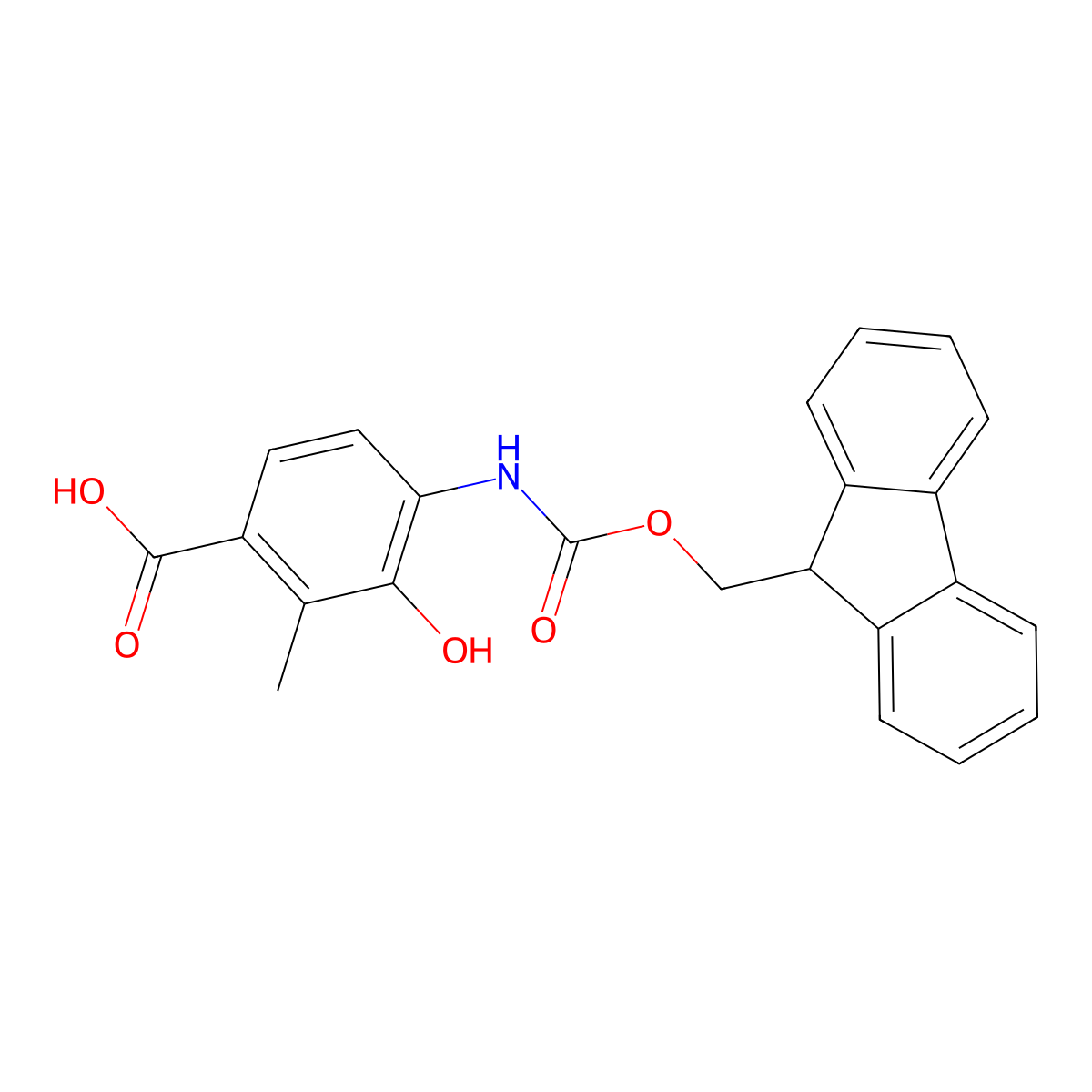 4-({[(9H-fluoren-9-yl)methoxy]carbonyl}amino)-3-hydroxy-2-methylbenzoic acid molecular structure, CAS 2757901-56-5