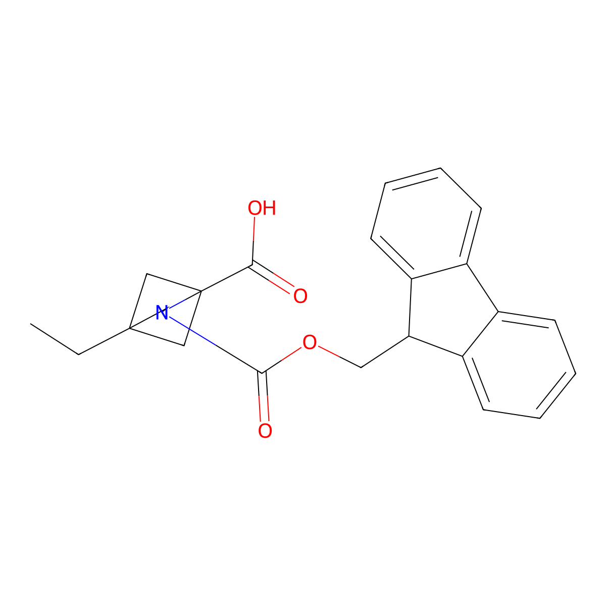 4-ethyl-2-{[(9H-fluoren-9-yl)methoxy]carbonyl}-2-azabicyclo[2.1.1]hexane-1-carboxylic acid molecular structure, CAS 2757901-63-4