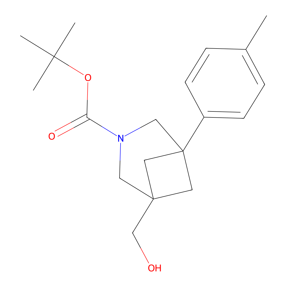Tert-butyl 1-(hydroxymethyl)-5-(4-methylphenyl)-3-azabicyclo[3.1.1]heptane-3-carboxylate molecular structure, CAS 2757901-64-5