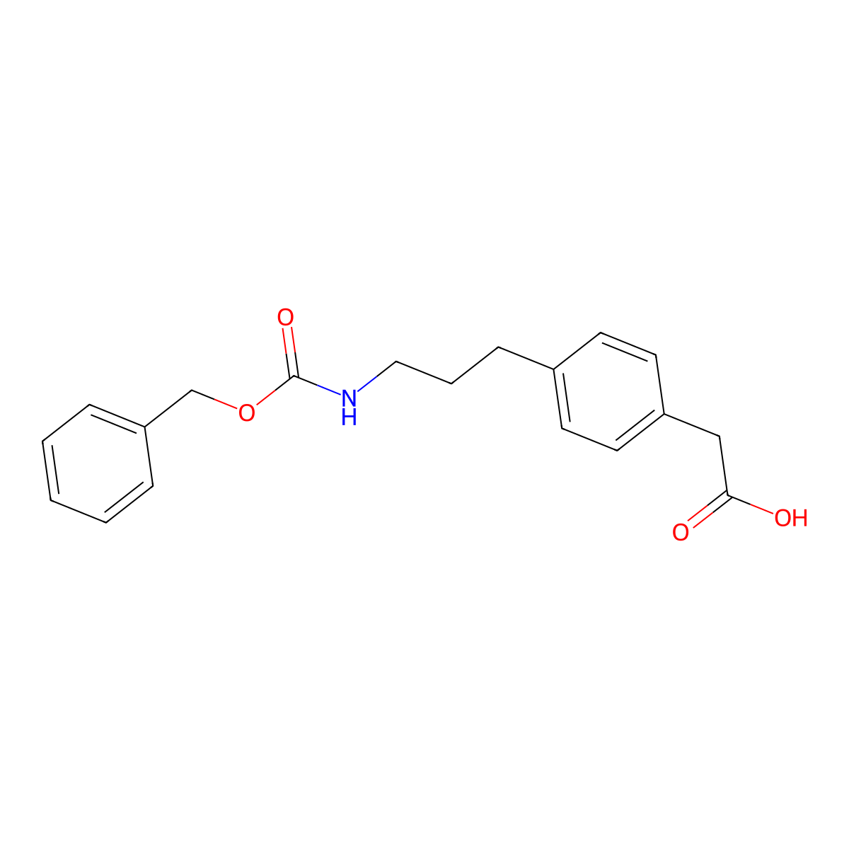 2-[4-(3-{[(Benzyloxy)carbonyl]amino}propyl)phenyl]acetic acid molecular structure, CAS 2757901-65-6