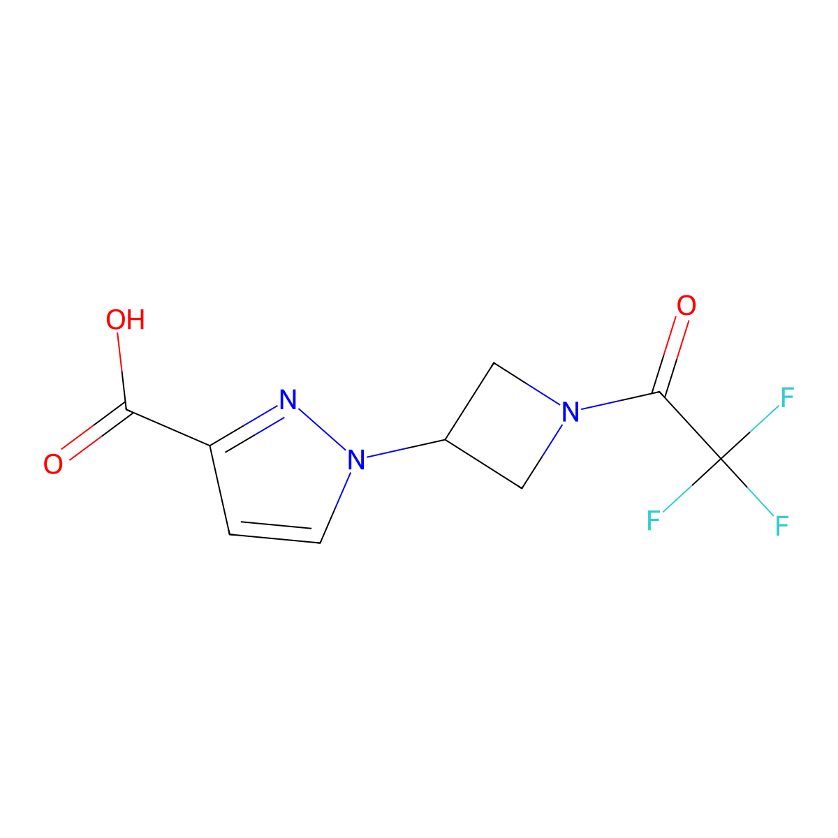 1-[1-(2,2,2-trifluoroacetyl)azetidin-3-yl]-1H-pyrazole-3-carboxylic acid molecular structure, CAS 2757901-81-6