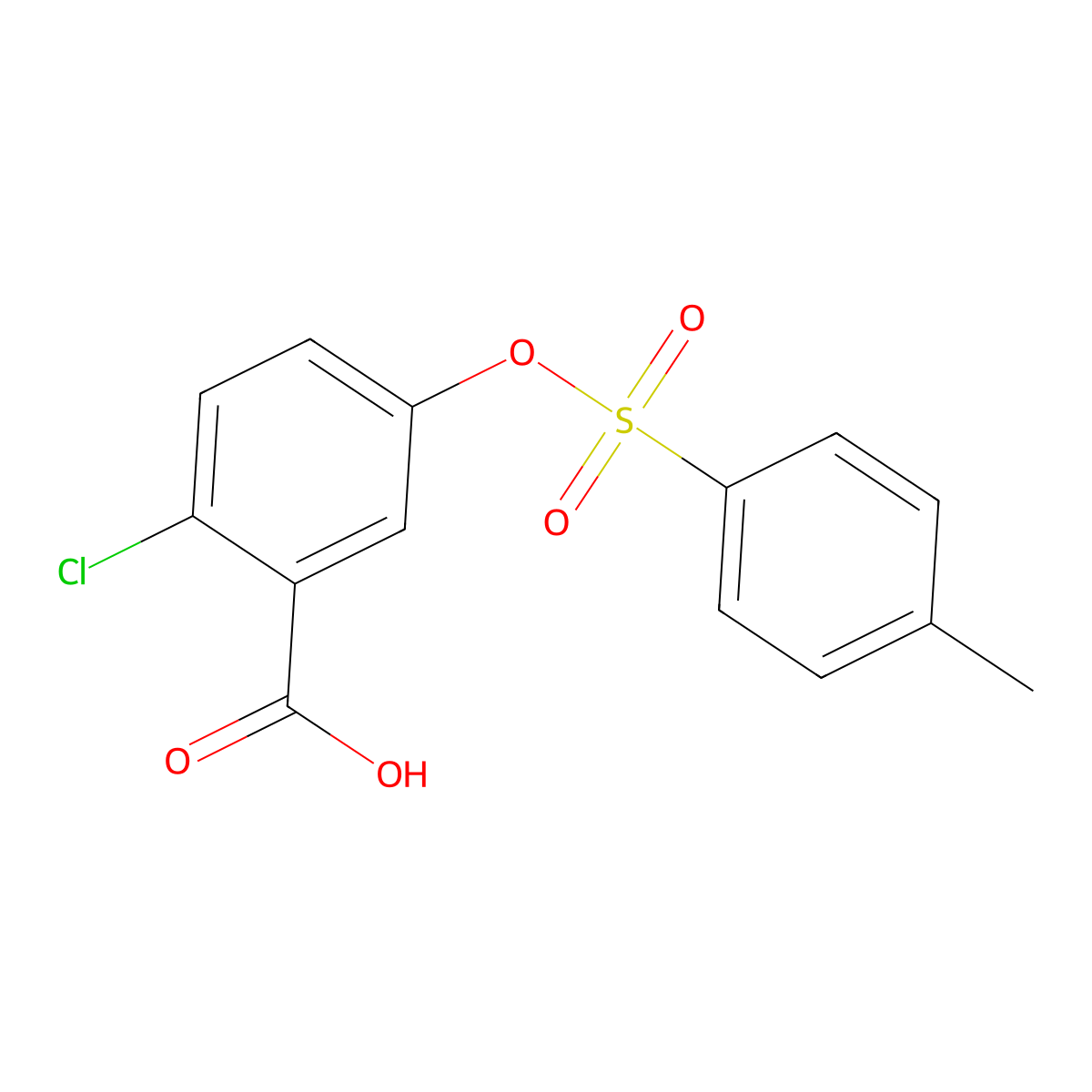 2-Chloro-5-[(4-methylbenzenesulfonyl)oxy]benzoic acid molecular structure, CAS 2757901-88-3