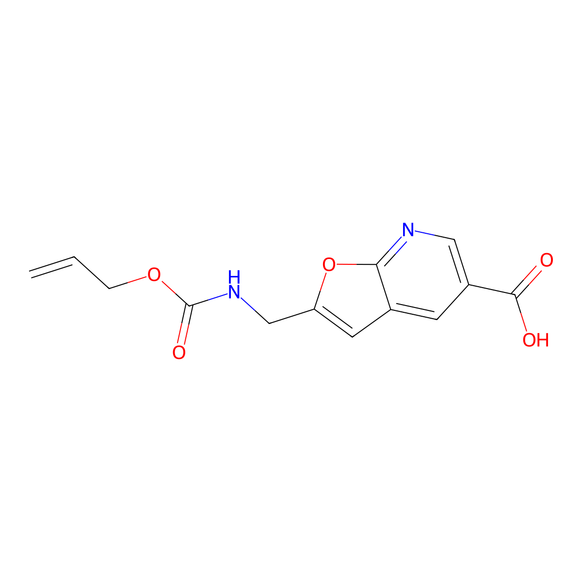 2-({[(Prop-2-en-1-yloxy)carbonyl]amino}methyl)furo[2,3-b]pyridine-5-carboxylic acid molecular structure, CAS 2757901-91-8