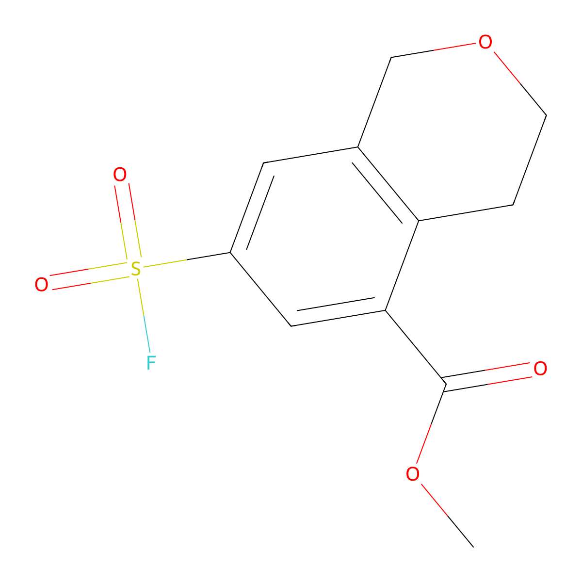 methyl 7-(fluorosulfonyl)-3,4-dihydro-1H-2-benzopyran-5-carboxylate molecular structure, CAS 2757902-15-9