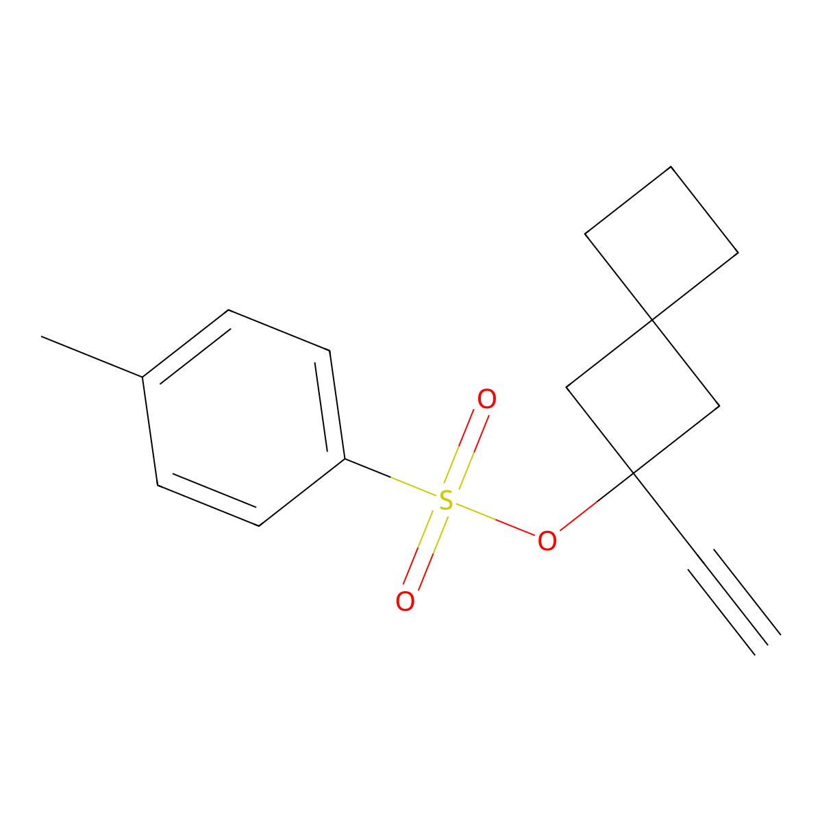 2-Ethynylspiro[3.3]heptan-2-yl 4-methylbenzene-1-sulfonate molecular structure, CAS 2757902-22-8