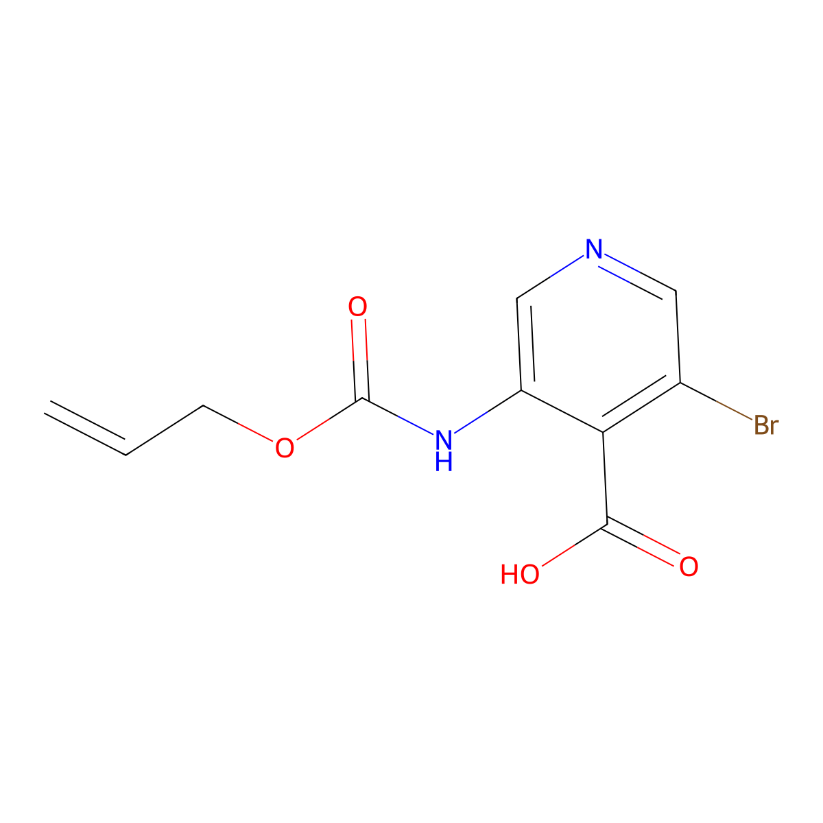 3-Bromo-5-{[(prop-2-en-1-yloxy)carbonyl]amino}pyridine-4-carboxylic acid molecular structure, CAS 2757903-45-8