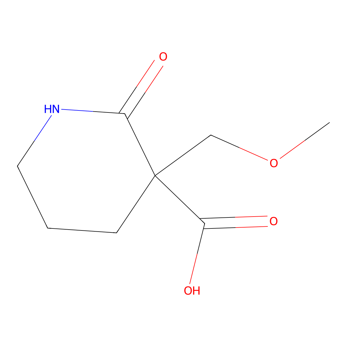 3-(Methoxymethyl)-2-oxopiperidine-3-carboxylic acid molecular structure, CAS 2757903-47-0