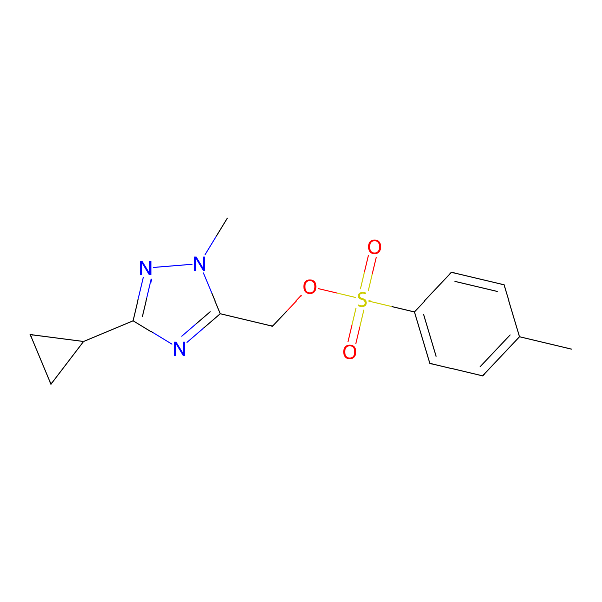 (3-cyclopropyl-1-methyl-1H-1,2,4-triazol-5-yl)methyl 4-methylbenzene-1-sulfonate molecular structure, CAS 2757903-48-1