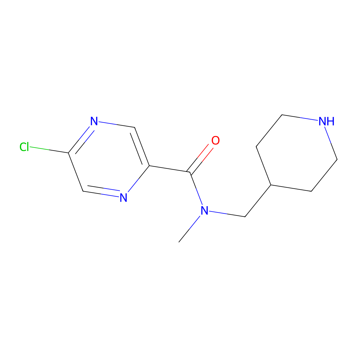 5-chloro-N-methyl-N-[(piperidin-4-yl)methyl]pyrazine-2-carboxamide molecular structure, CAS 2757903-58-3