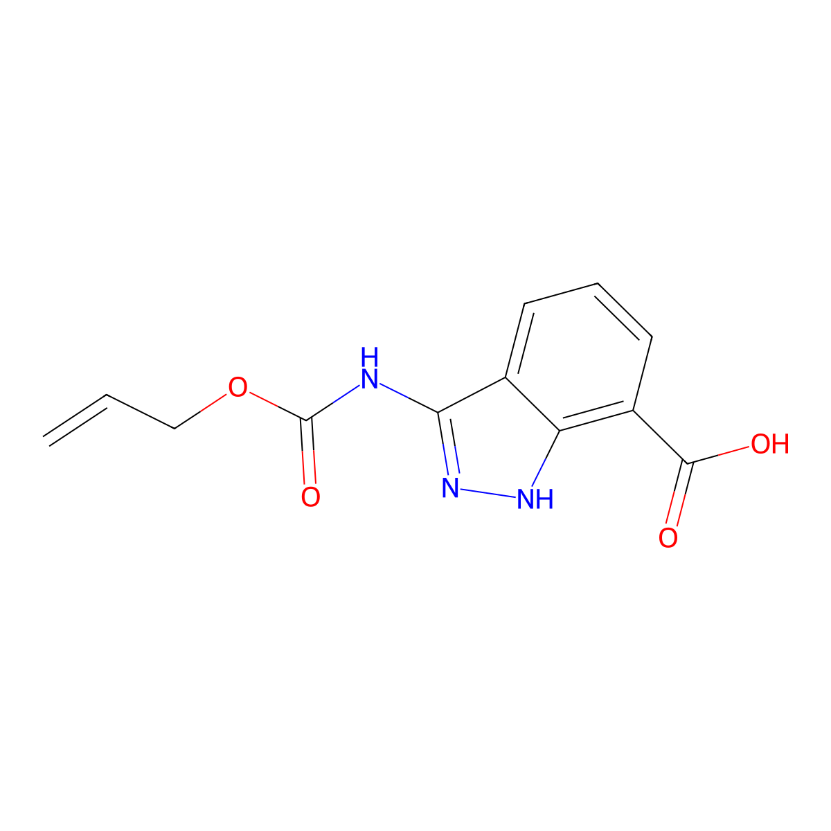 3-{[(prop-2-en-1-yloxy)carbonyl]amino}-1H-indazole-7-carboxylic acid molecular structure, CAS 2757903-60-7