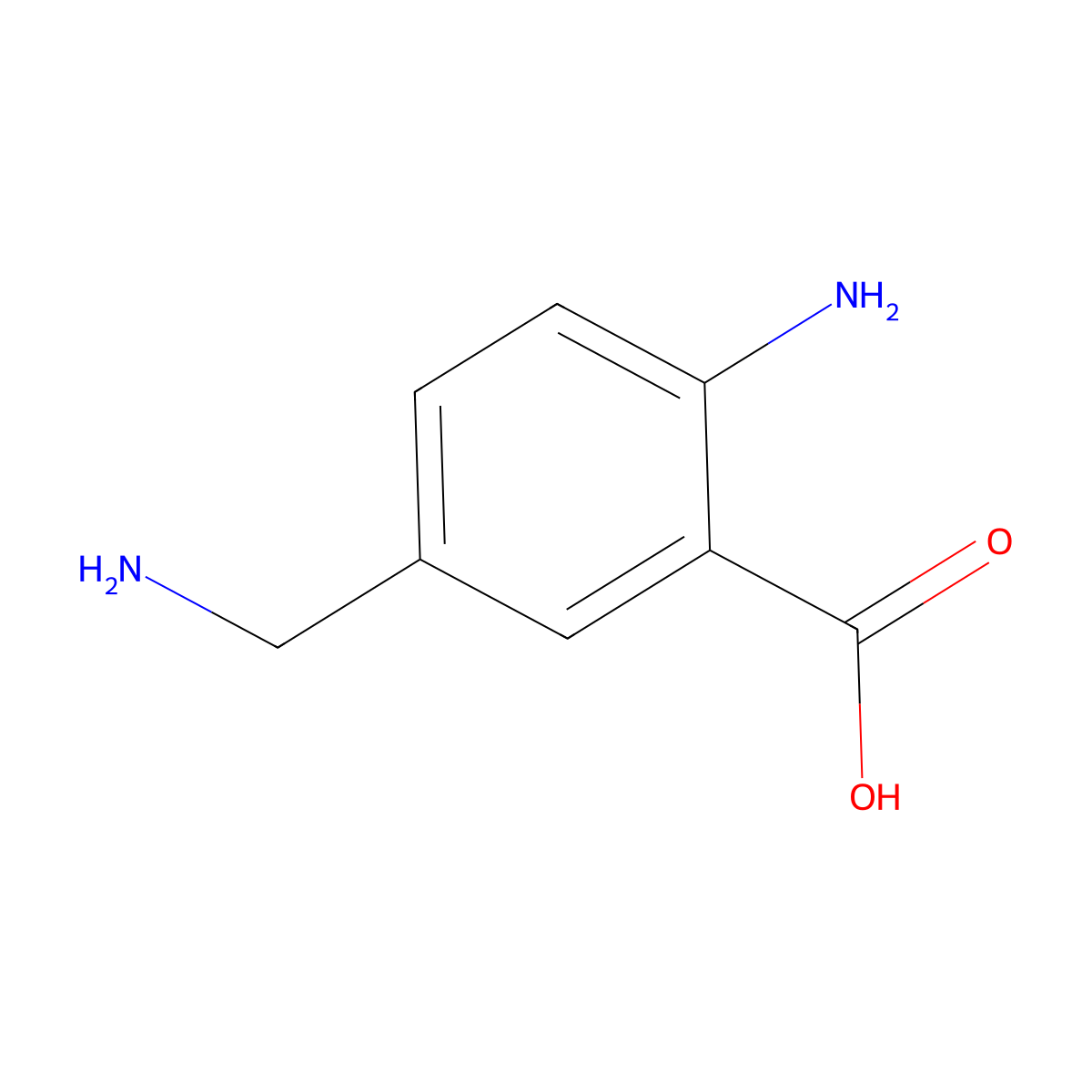 2-Amino-5-(aminomethyl)benzoic acid molecular structure, CAS 2757903-69-6