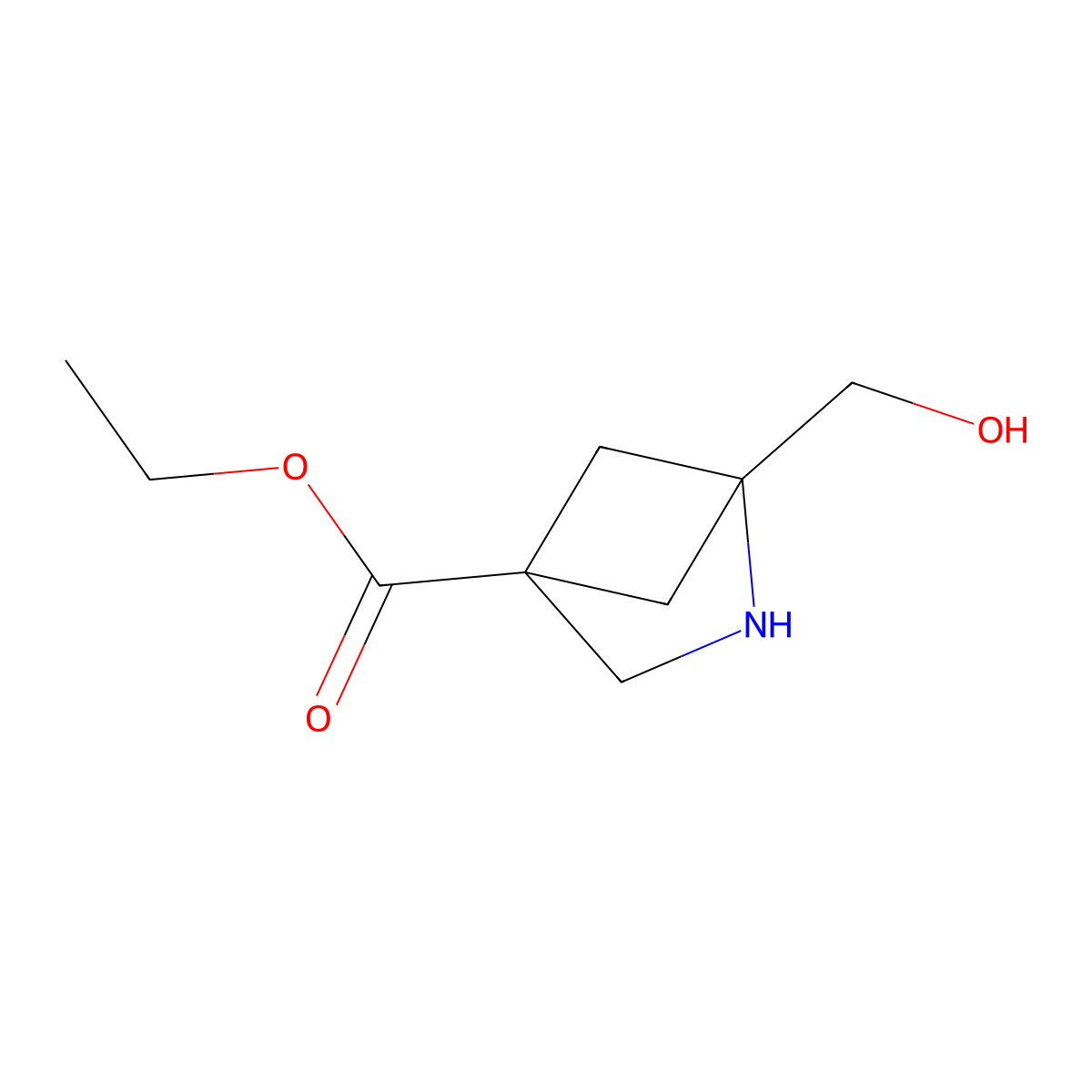 Ethyl 1-(hydroxymethyl)-2-azabicyclo[2.1.1]hexane-4-carboxylate molecular structure, CAS 2757903-70-9