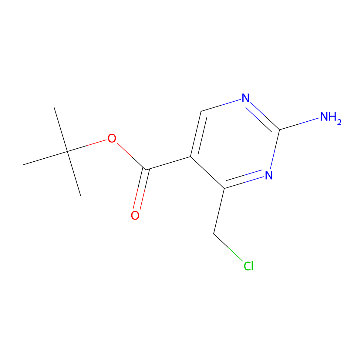 Tert-butyl 2-amino-4-(chloromethyl)pyrimidine-5-carboxylate molecular structure, CAS 2757903-73-2