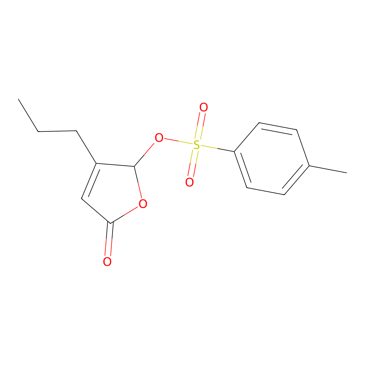 5-Oxo-3-propyl-2,5-dihydrofuran-2-yl 4-methylbenzene-1-sulfonate molecular structure, CAS 2757903-77-6