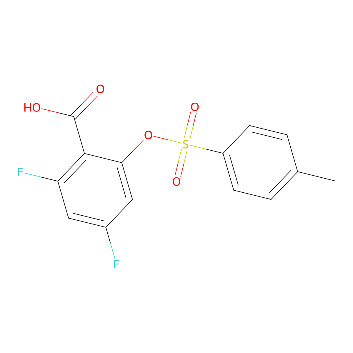 2,4-Difluoro-6-[(4-methylbenzenesulfonyl)oxy]benzoic acid molecular structure, CAS 2757903-82-3