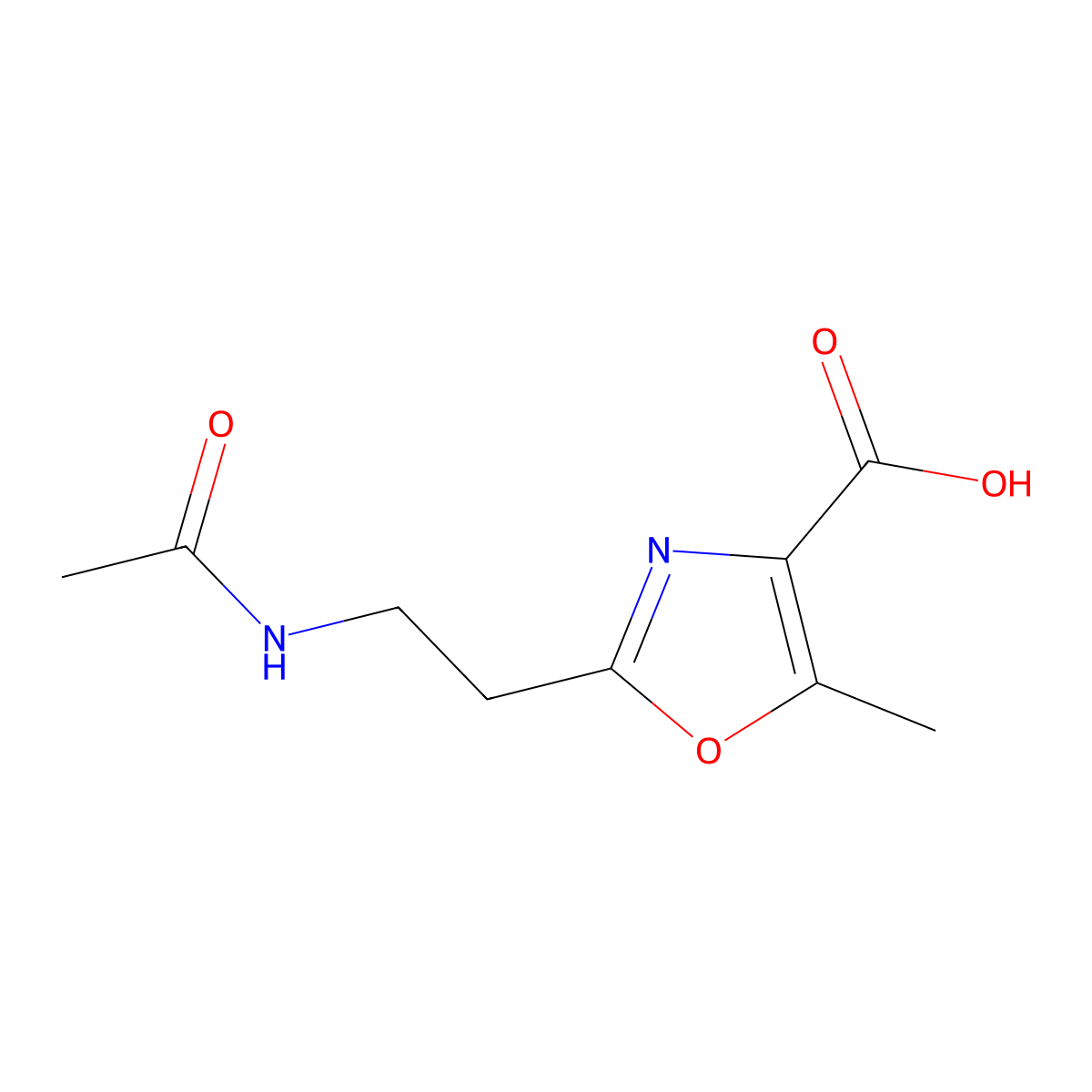 2-(2-Acetamidoethyl)-5-methyl-1,3-oxazole-4-carboxylic acid molecular structure, CAS 2757904-04-2