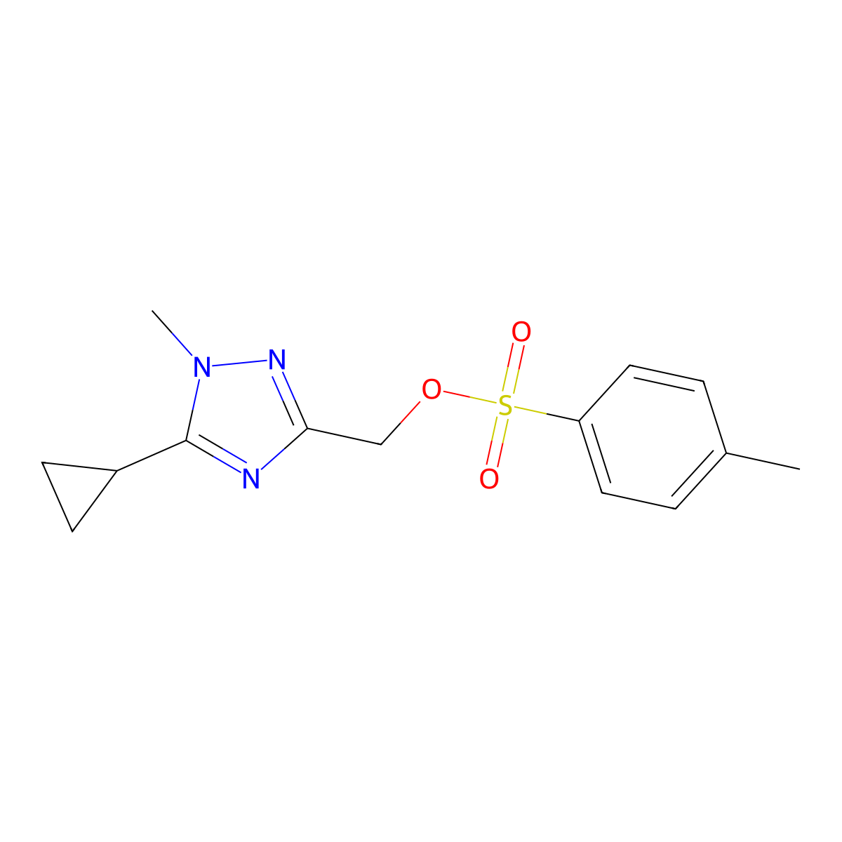 (5-cyclopropyl-1-methyl-1H-1,2,4-triazol-3-yl)methyl 4-methylbenzene-1-sulfonate molecular structure, CAS 2757904-07-5