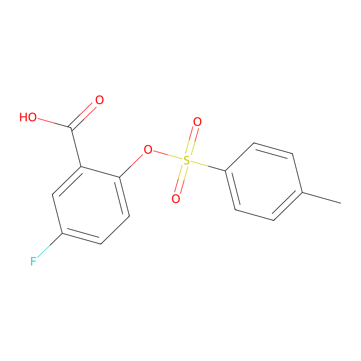 5-Fluoro-2-[(4-methylbenzenesulfonyl)oxy]benzoic acid molecular structure, CAS 2757904-24-6