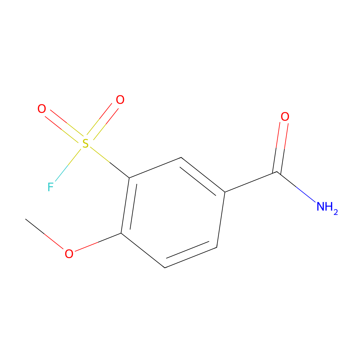 5-Carbamoyl-2-methoxybenzene-1-sulfonyl fluoride molecular structure, CAS 2757904-33-7