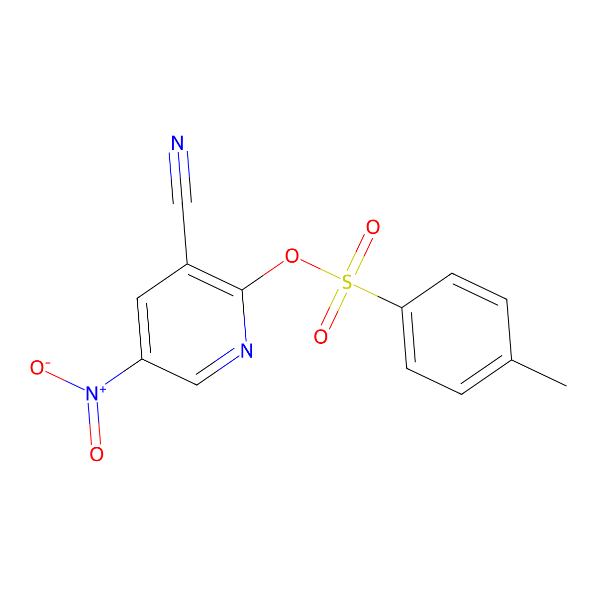 3-Cyano-5-nitropyridin-2-yl 4-methylbenzene-1-sulfonate molecular structure, CAS 2757904-51-9