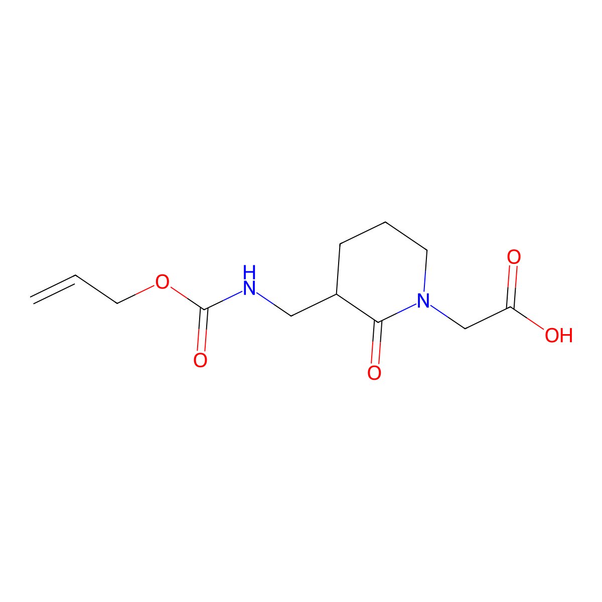 2-[2-Oxo-3-({[(prop-2-en-1-yloxy)carbonyl]amino}methyl)piperidin-1-yl]acetic acid molecular structure, CAS 2757904-53-1