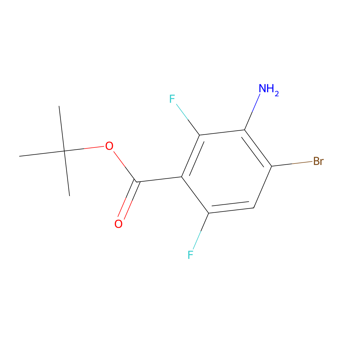 Tert-butyl 3-amino-4-bromo-2,6-difluorobenzoate molecular structure, CAS 2757904-79-1