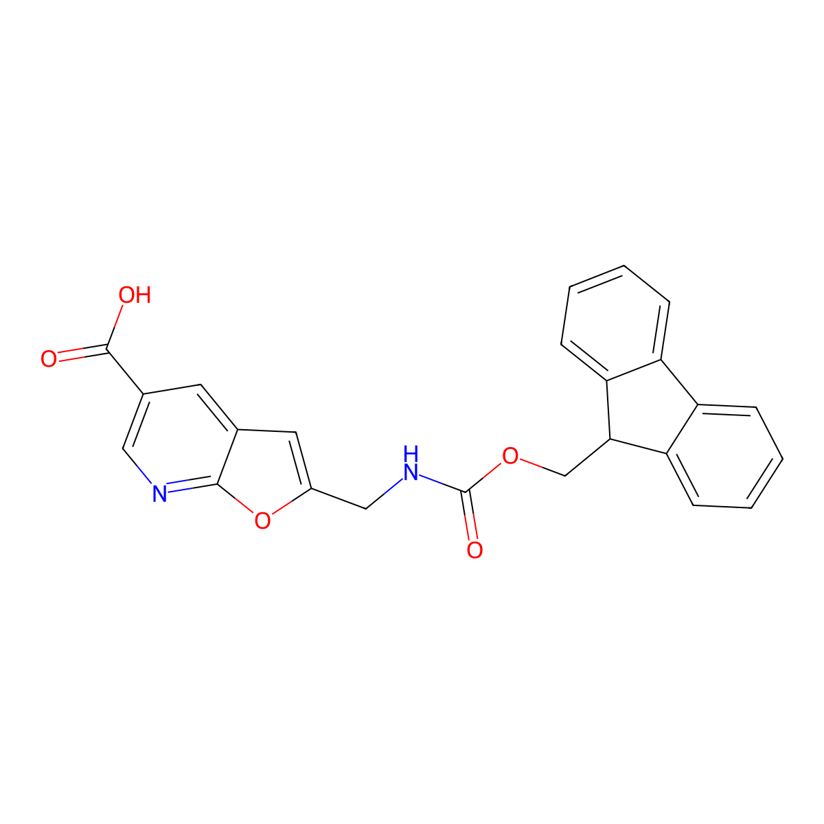 2-[({[(9H-fluoren-9-yl)methoxy]carbonyl}amino)methyl]furo[2,3-b]pyridine-5-carboxylic acid molecular structure, CAS 2757904-82-6
