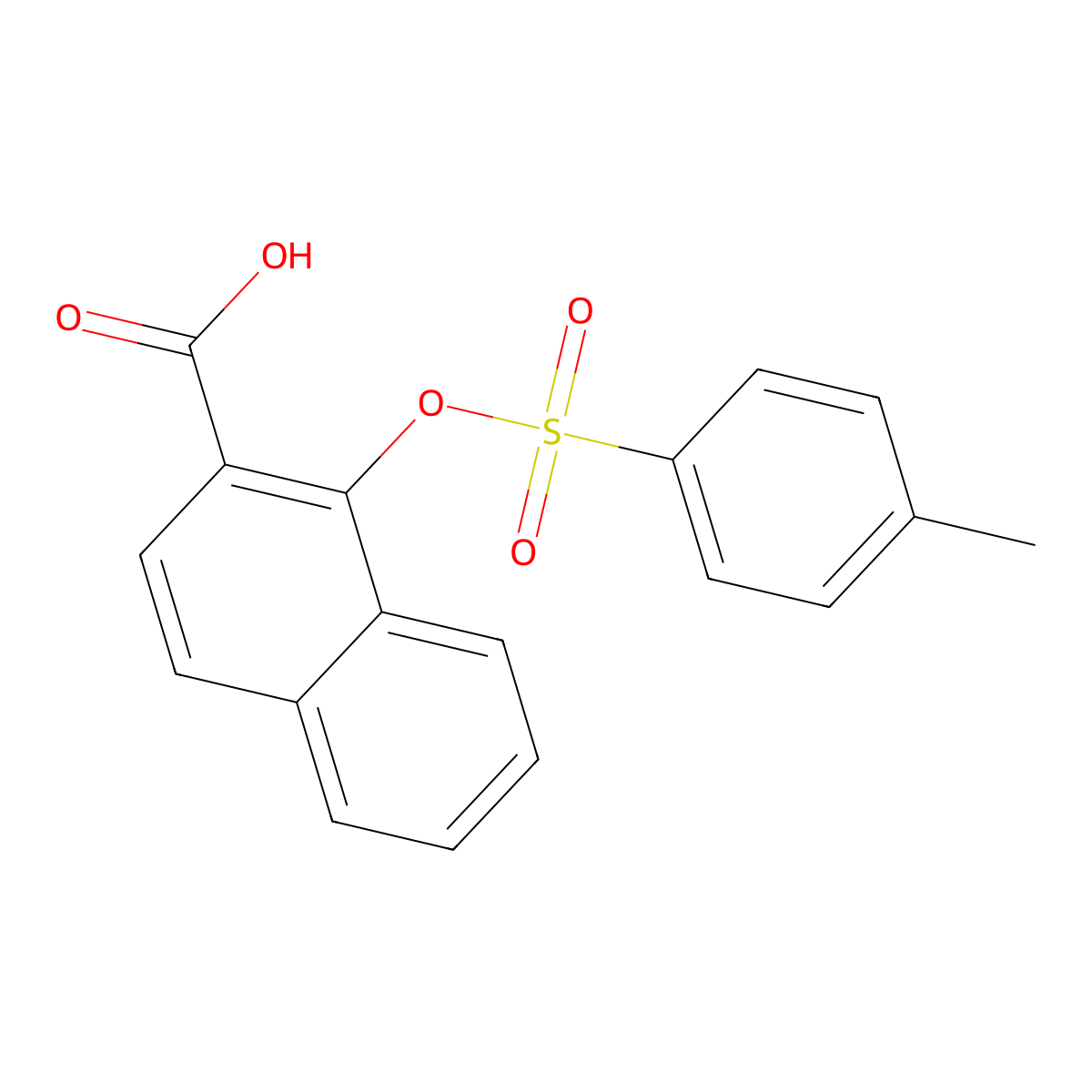 1-[(4-Methylbenzenesulfonyl)oxy]naphthalene-2-carboxylic acid molecular structure, CAS 2757904-83-7