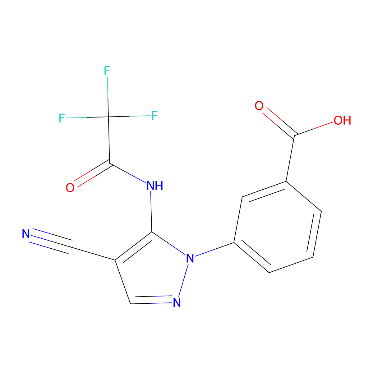 3-[4-cyano-5-(2,2,2-trifluoroacetamido)-1H-pyrazol-1-yl]benzoic acid molecular structure, CAS 2757904-89-3