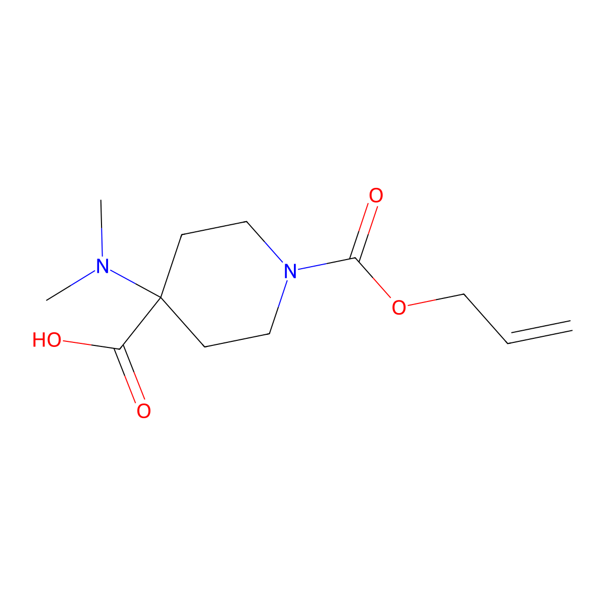 4-(Dimethylamino)-1-[(prop-2-en-1-yloxy)carbonyl]piperidine-4-carboxylic acid molecular structure, CAS 2757904-99-5