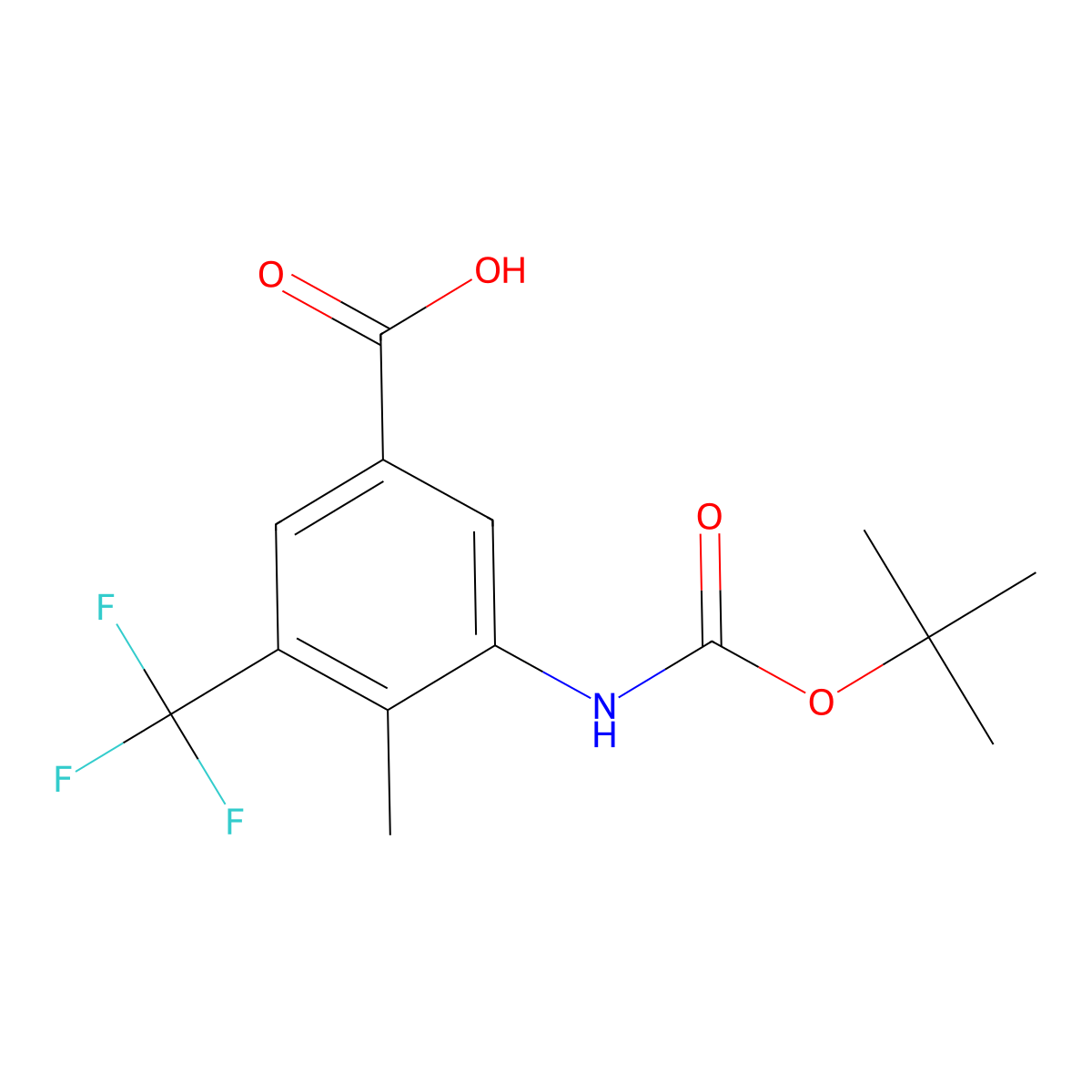 3-{[(Tert-butoxy)carbonyl]amino}-4-methyl-5-(trifluoromethyl)benzoic acid molecular structure, CAS 2757905-19-2