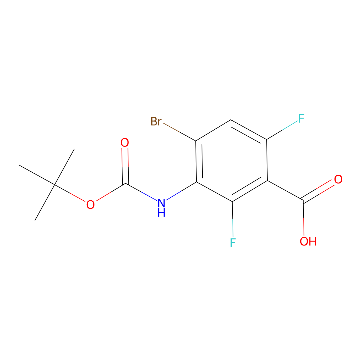 4-Bromo-3-{[(tert-butoxy)carbonyl]amino}-2,6-difluorobenzoic acid molecular structure, CAS 2757905-52-3