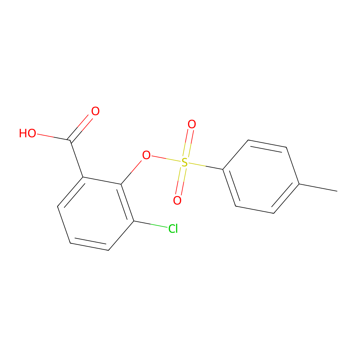 3-Chloro-2-[(4-methylbenzenesulfonyl)oxy]benzoic acid molecular structure, CAS 2757905-54-5