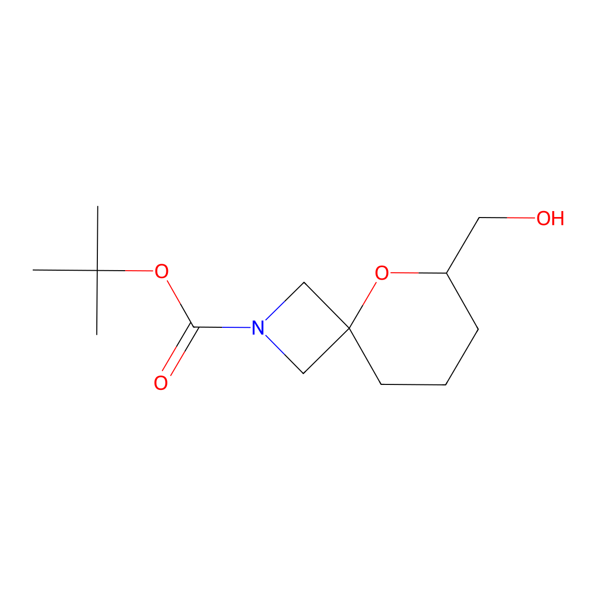Tert-butyl 6-(hydroxymethyl)-5-oxa-2-azaspiro[3.5]nonane-2-carboxylate molecular structure, CAS 2757905-56-7