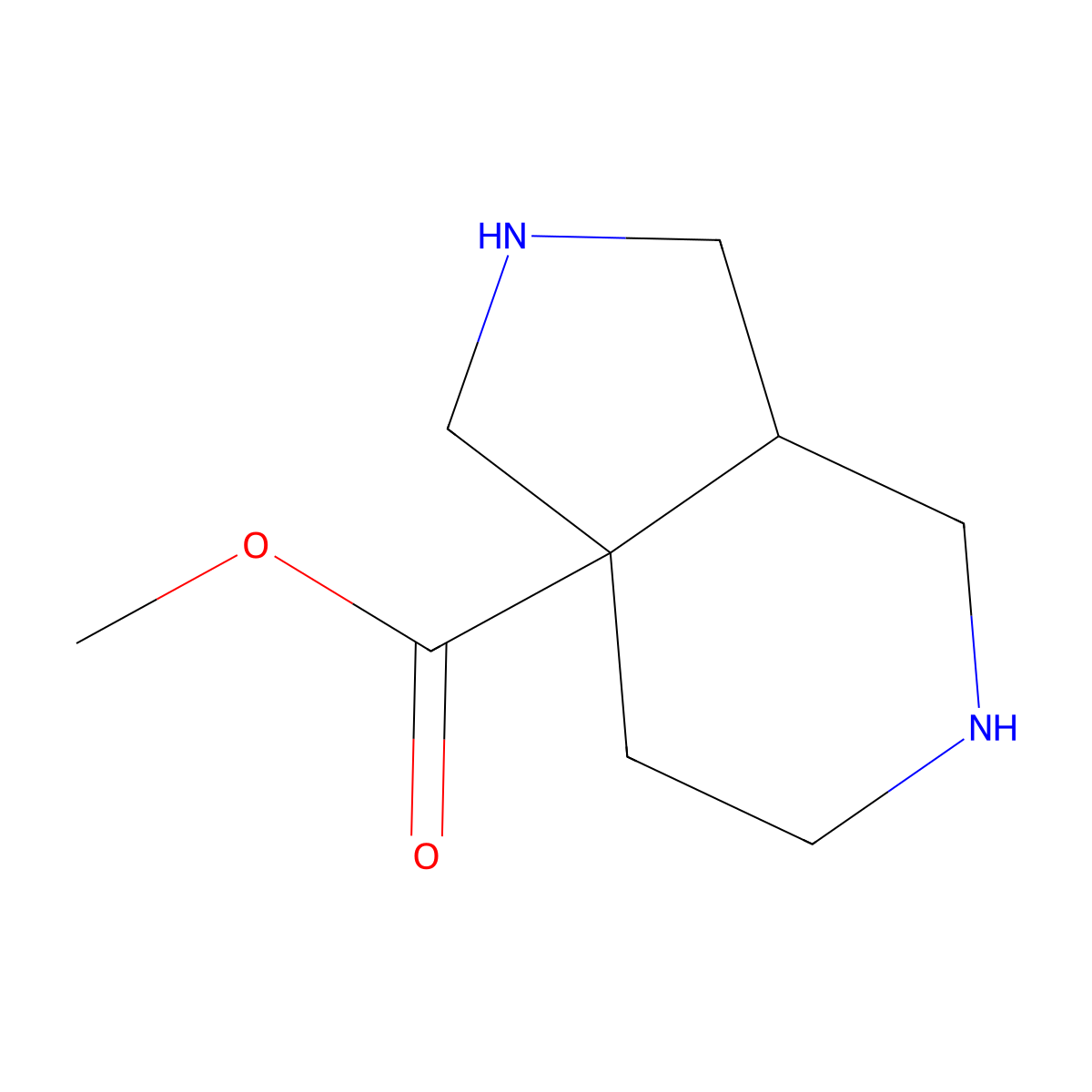 methyl octahydro-1H-pyrrolo[3,4-c]pyridine-7a-carboxylate molecular structure, CAS 2757905-61-4