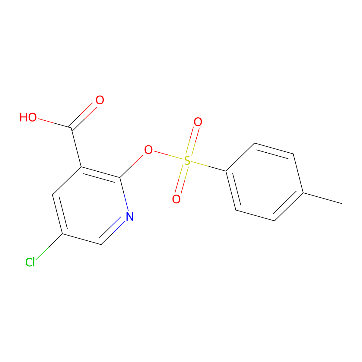 5-Chloro-2-[(4-methylbenzenesulfonyl)oxy]pyridine-3-carboxylic acid molecular structure, CAS 2757905-74-9
