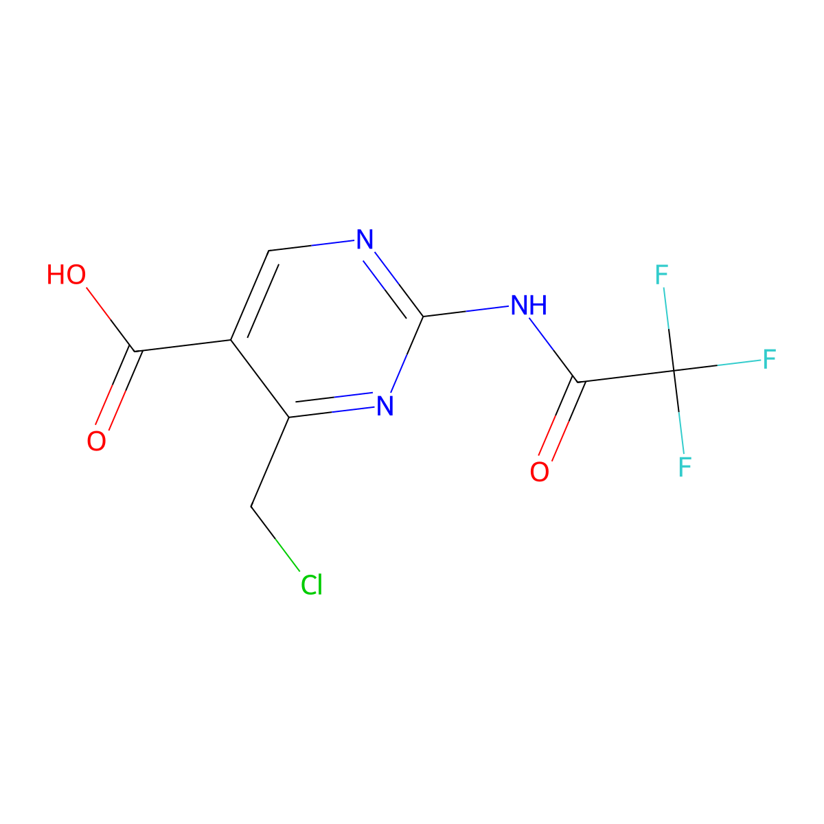 4-(Chloromethyl)-2-(2,2,2-trifluoroacetamido)pyrimidine-5-carboxylic acid molecular structure, CAS 2757905-83-0