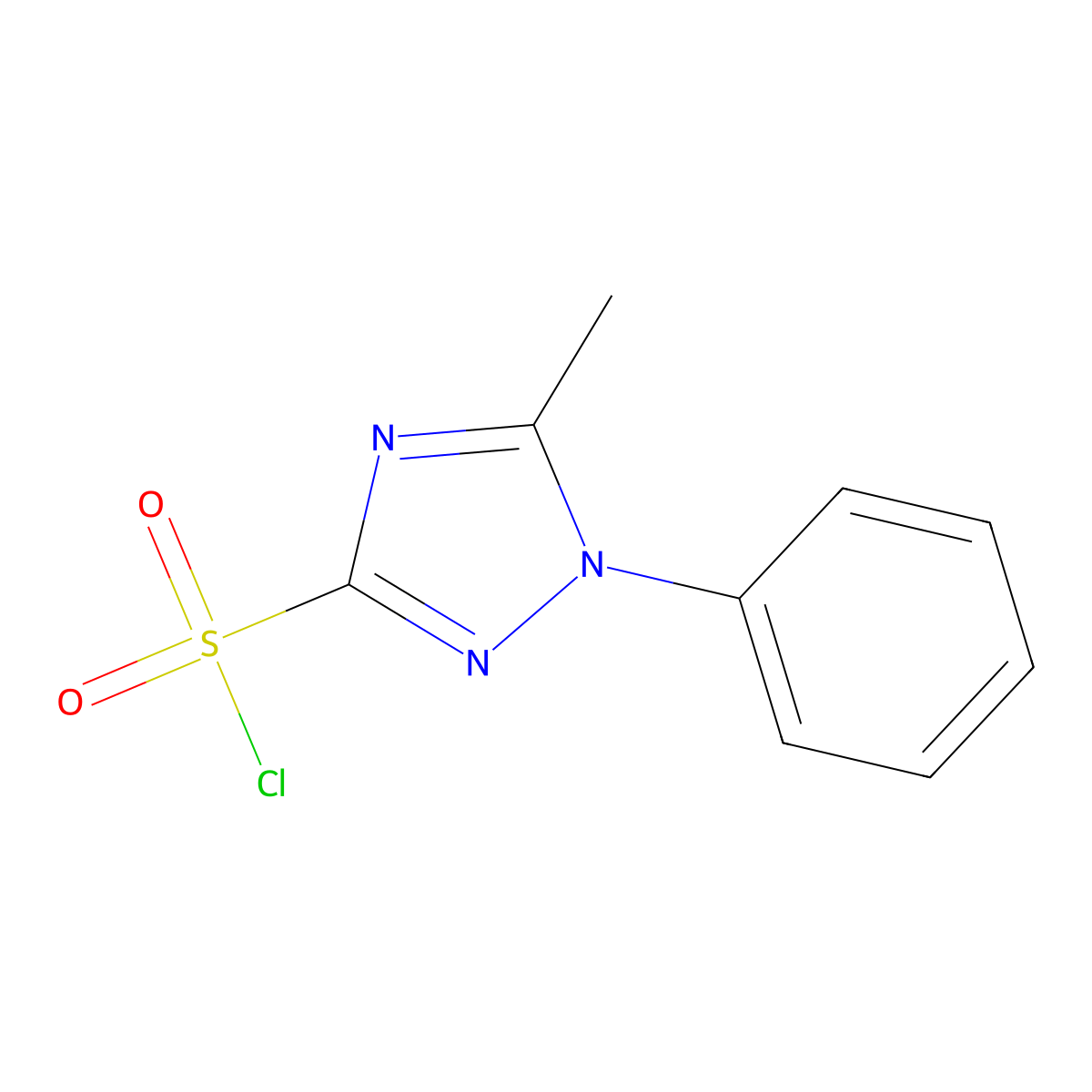 5-methyl-1-phenyl-1H-1,2,4-triazole-3-sulfonyl chloride molecular structure, CAS 2757905-84-1