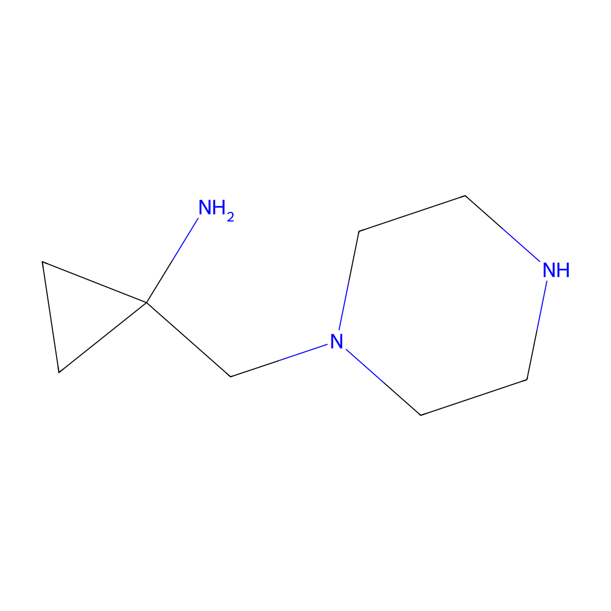 1-[(Piperazin-1-yl)methyl]cyclopropan-1-amine molecular structure, CAS 2757905-88-5