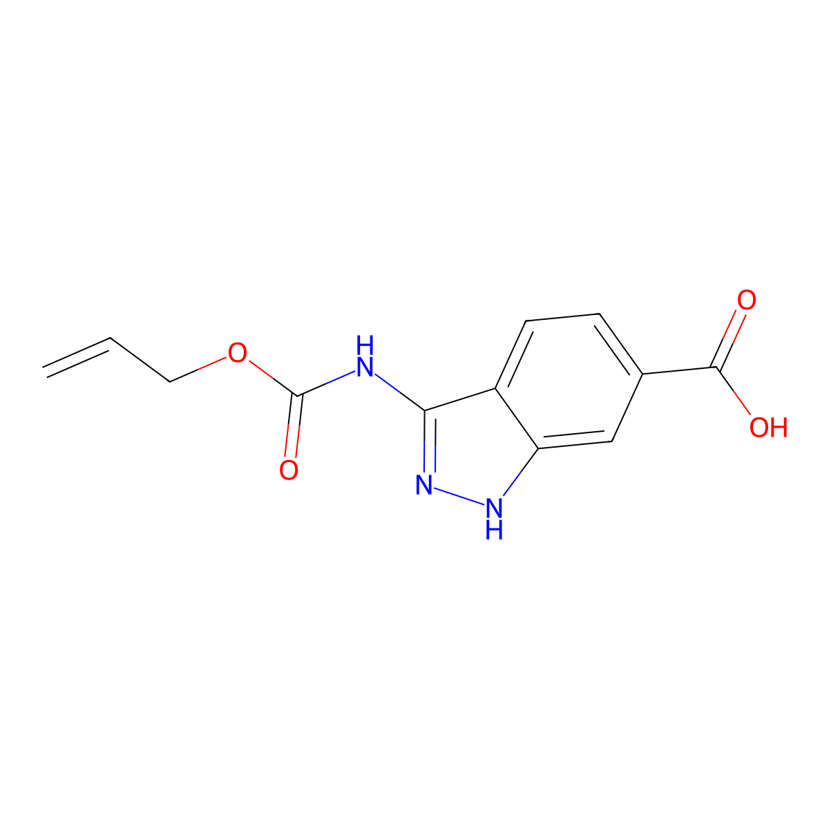 3-{[(prop-2-en-1-yloxy)carbonyl]amino}-1H-indazole-6-carboxylic acid molecular structure, CAS 2757905-90-9